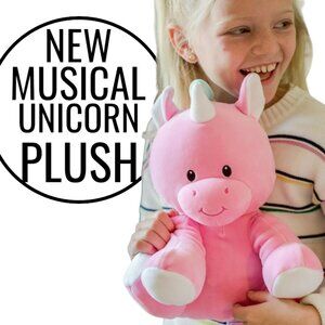 NEW 11" Wellobeez Dragon Unicorn Pink Plush Antimicrobial Musical Toy Get Well H